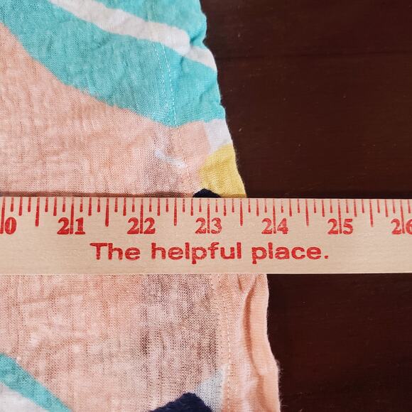 Rachel Zoe Womens 100% Linen Split Neck Short Sleeve Top Size XL Artsy Abstract - Picture 9 of 9